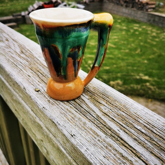 Vintage Wilfrid Roberge Pottery Mulicolour Slip Glaze Mug - Picture 3 of 16